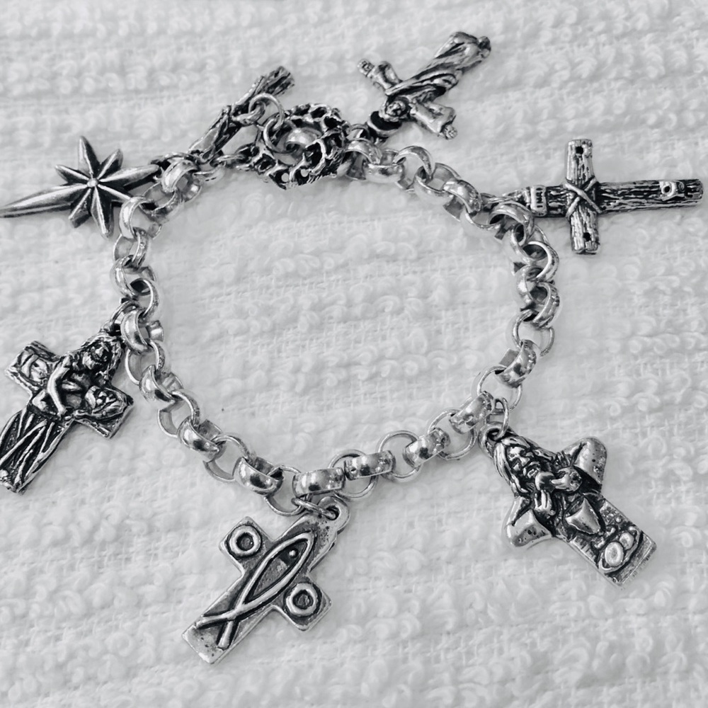Sterling Silver Cross Charm Bracelet